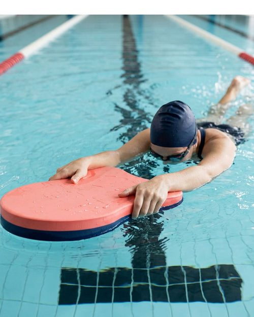 Zenvn Concave-Side EVA Swimming Kickboard 46 x 30 cm Coral and Navy - Lifestyle view