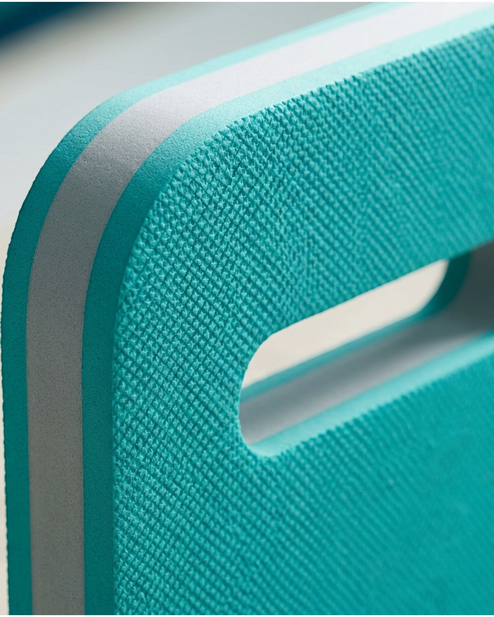 Zenvn Long EVA Swimming Kickboard 50 x 28 cm with Hand Slot Teal and Mist - Detail view